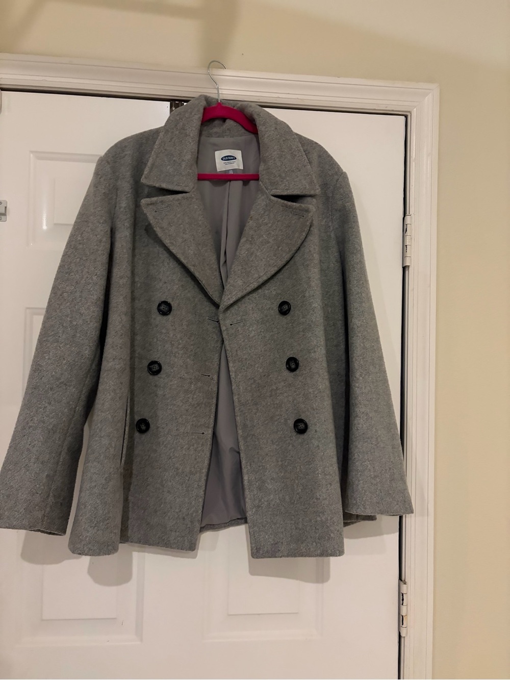 Old Navy Gray Double-Breasted Peacoat